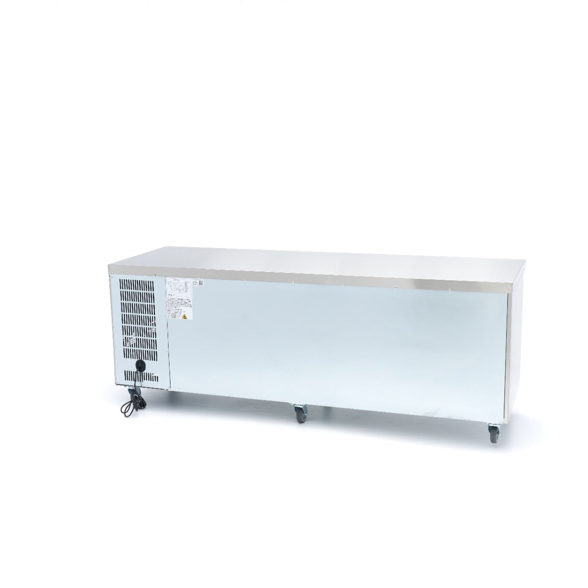 Maxima Counter Fridge 223cm Width on Wheels - 4 Glass Doors - 4 Adjustable Shelves (GN)