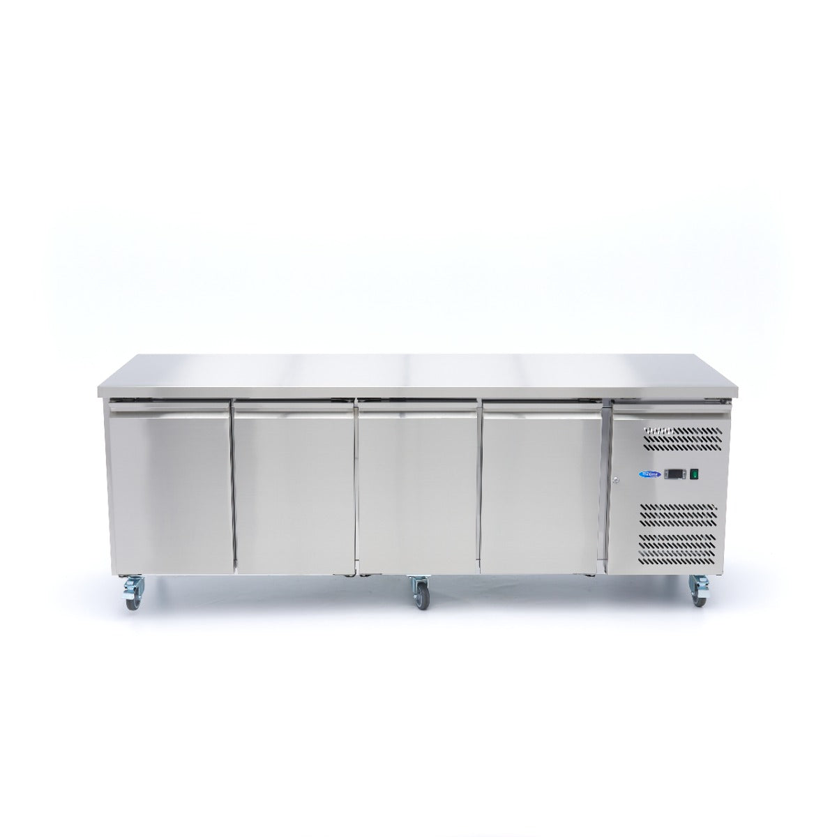 Maxima Counter Freezer 223cm Width on Wheels - 4 Doors - 4 Adjustable Shelves (GN)