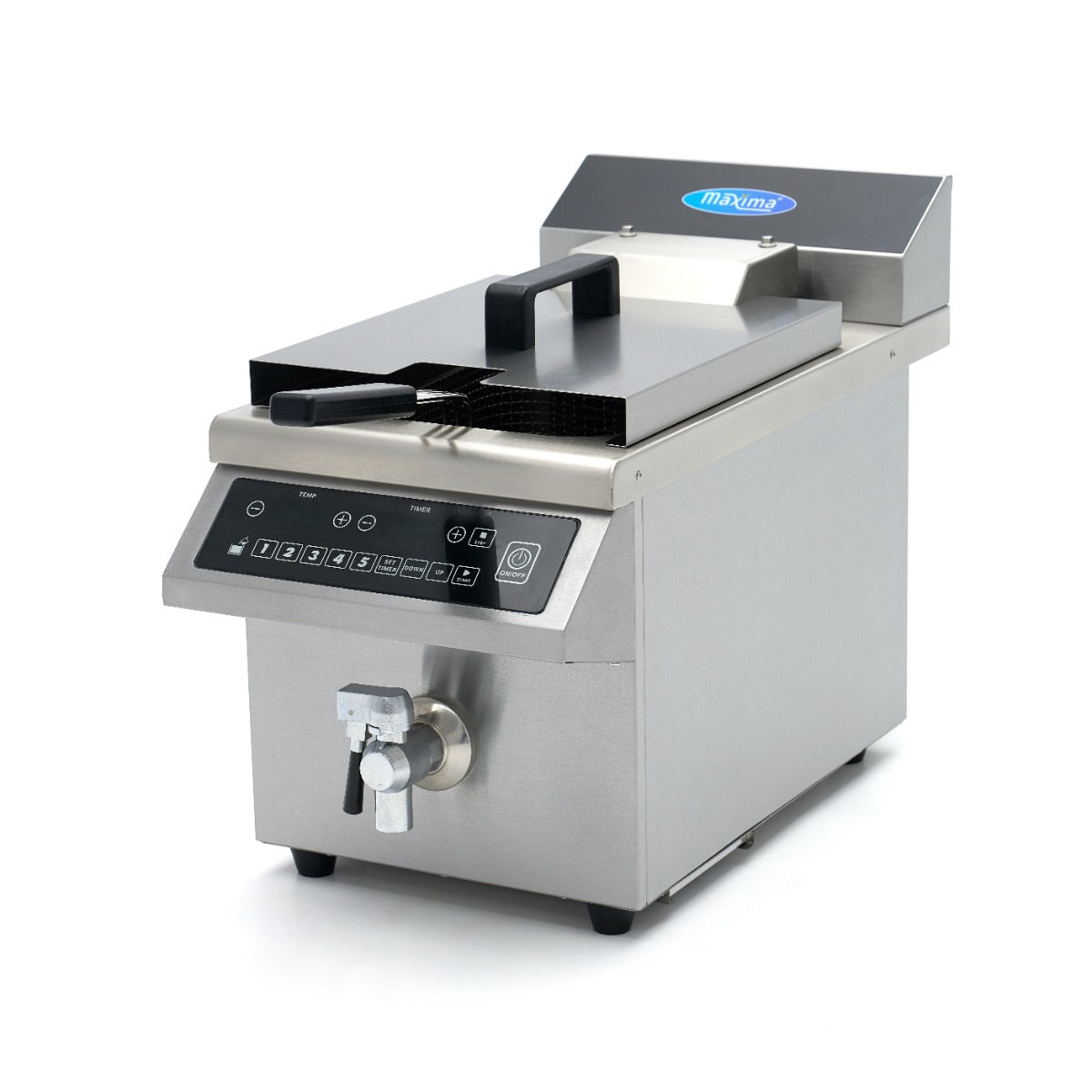 Maxima Frituurpan - 8 L - 1 Mand - Inductie - Liftsysteem - met Tapkraan