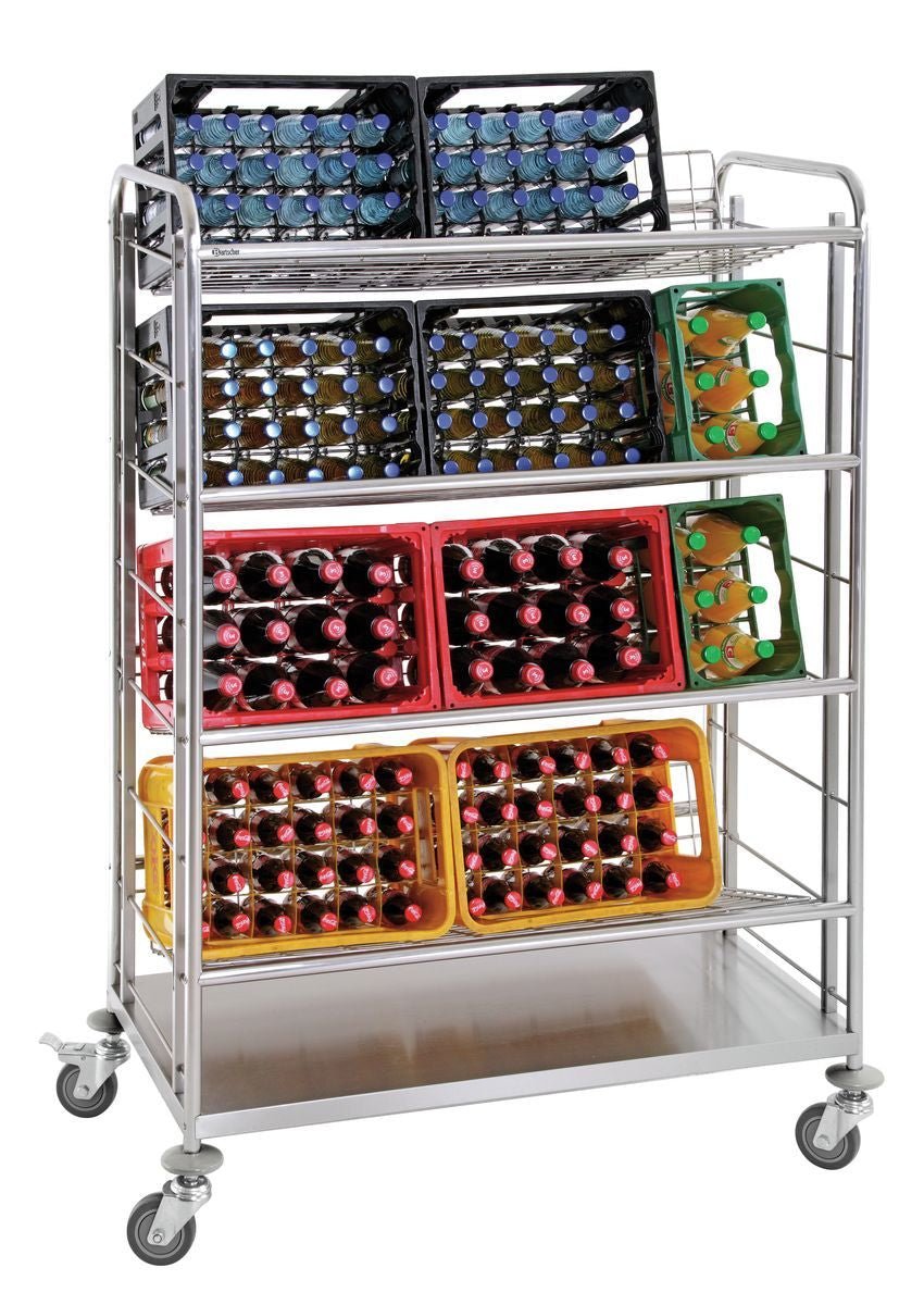 Bartscher Drinks Crate Trolley on Wheels - Fits 8 Crates - 2 wheels with brakes - RVSVoordeel