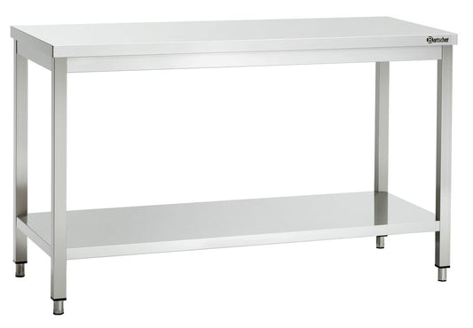 Bartscher Premium Stainless Steel Table 60cm depth - Adjustable Height - with Storage Shelf - RVSVoordeel