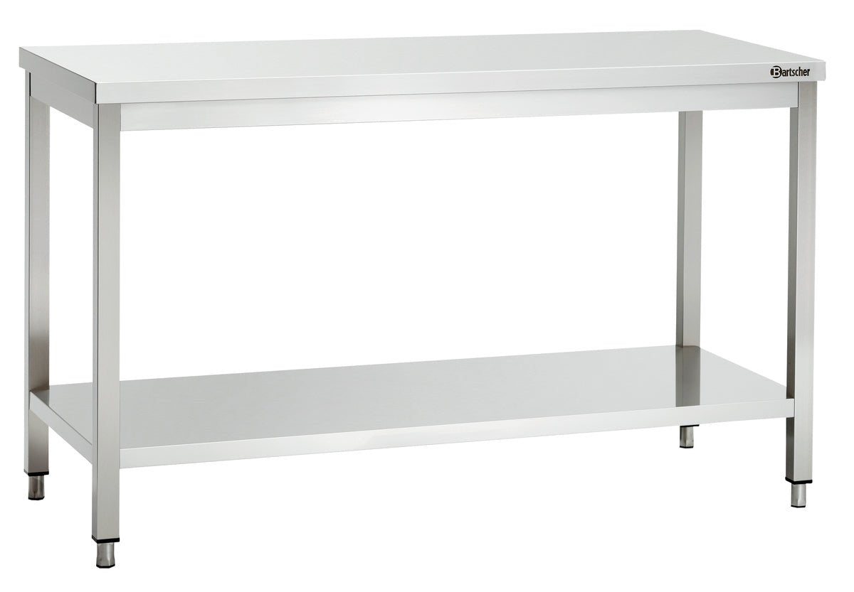 Bartscher Premium Stainless Steel Table 70cm depth - Adjustable Height - with Storage Shelf - RVSVoordeel