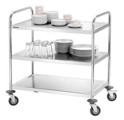 Bartscher Stainless Steel Serving Trolley - 3 Shelves - RVSVoordeel