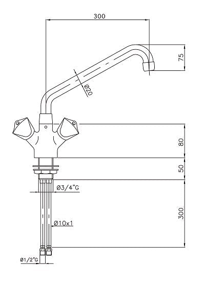 Combisteel Faucet with 1 - hole - RVSVoordeel