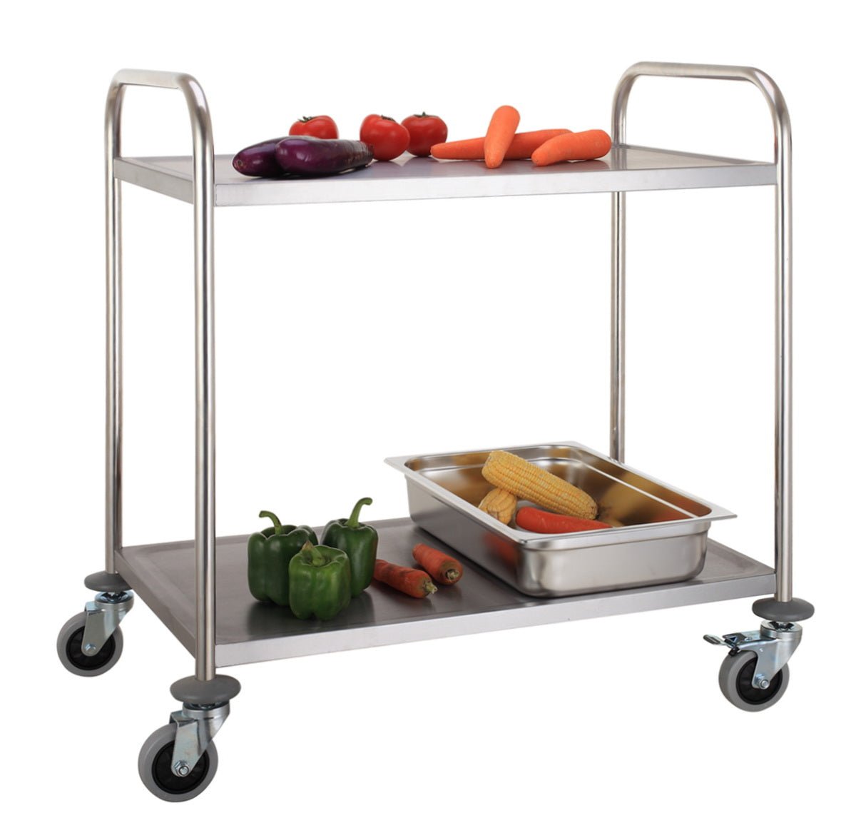 Combisteel Stainless Steel Serving Trolley - 2 Shelves - RVSVoordeel