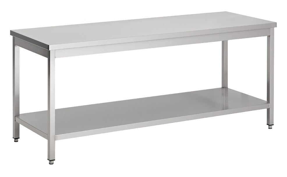 Combisteel Stainless Steel Table 60cm Depth - Adjustable Height - with Storage Shelf - RVSVoordeel