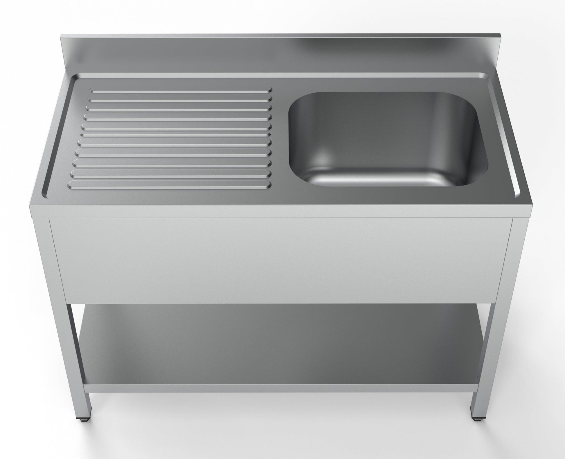 Combisteel Stainless Steel Table with Sink 60cm Depth - 120cm Width - with Storage Shelf - RVSVoordeel