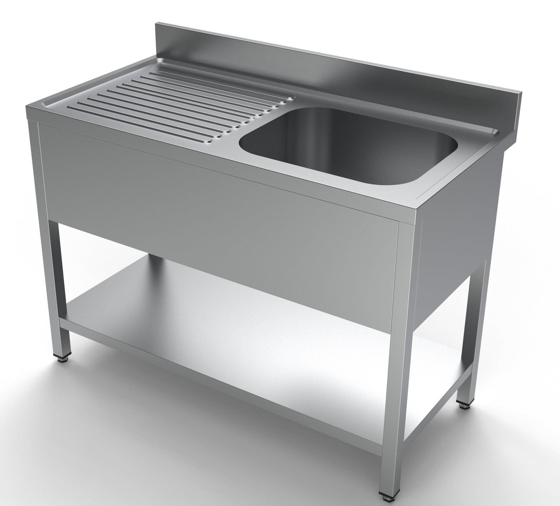 Combisteel Stainless Steel Table with Sink 60cm Depth - 120cm Width - with Storage Shelf - RVSVoordeel