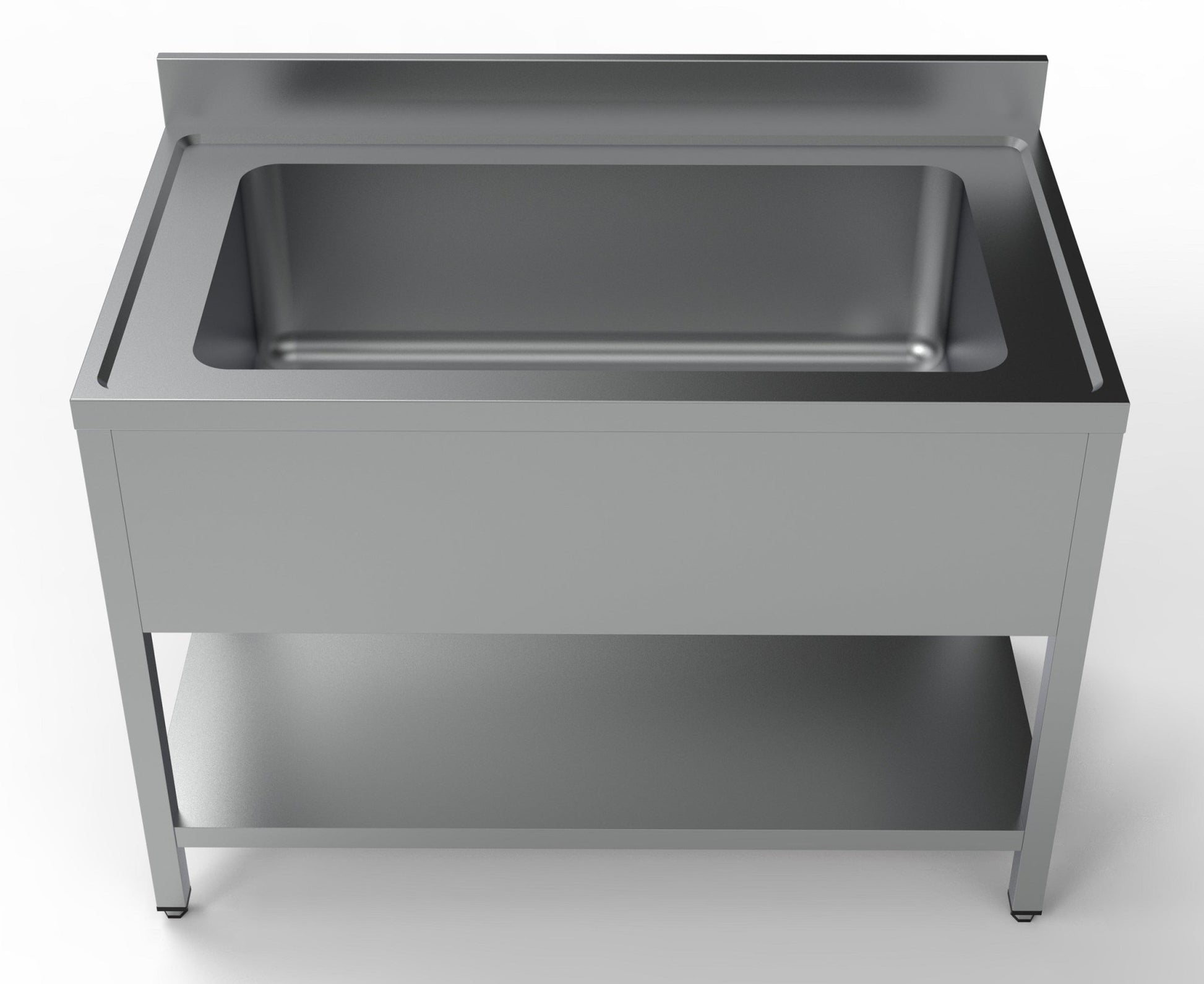 Combisteel Stainless Steel Table with Sink 70cm Depth - Full Width Sink - with Storage Shelf - RVSVoordeel