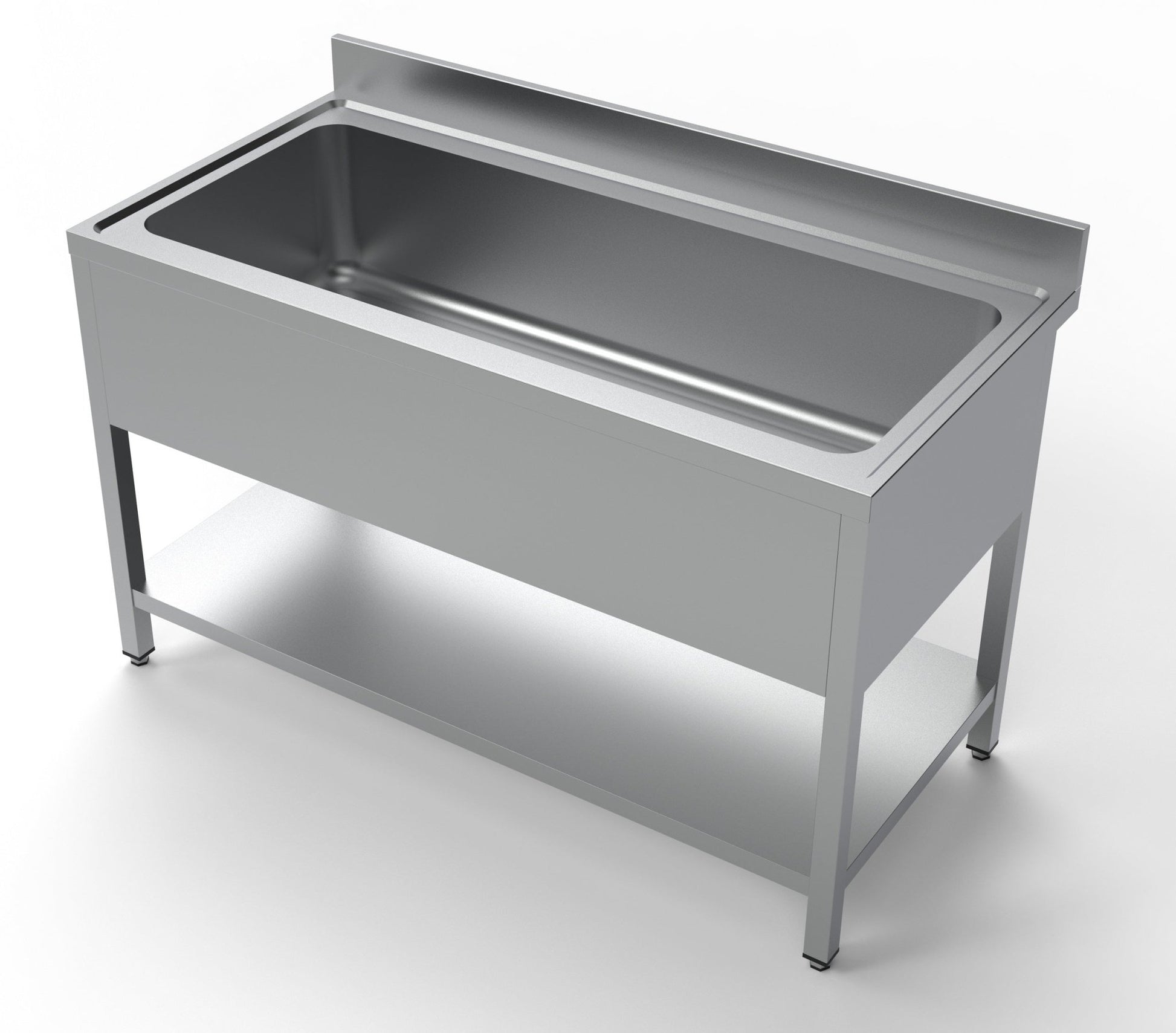 Combisteel Stainless Steel Table with Sink 70cm Depth - Full Width Sink - with Storage Shelf - RVSVoordeel