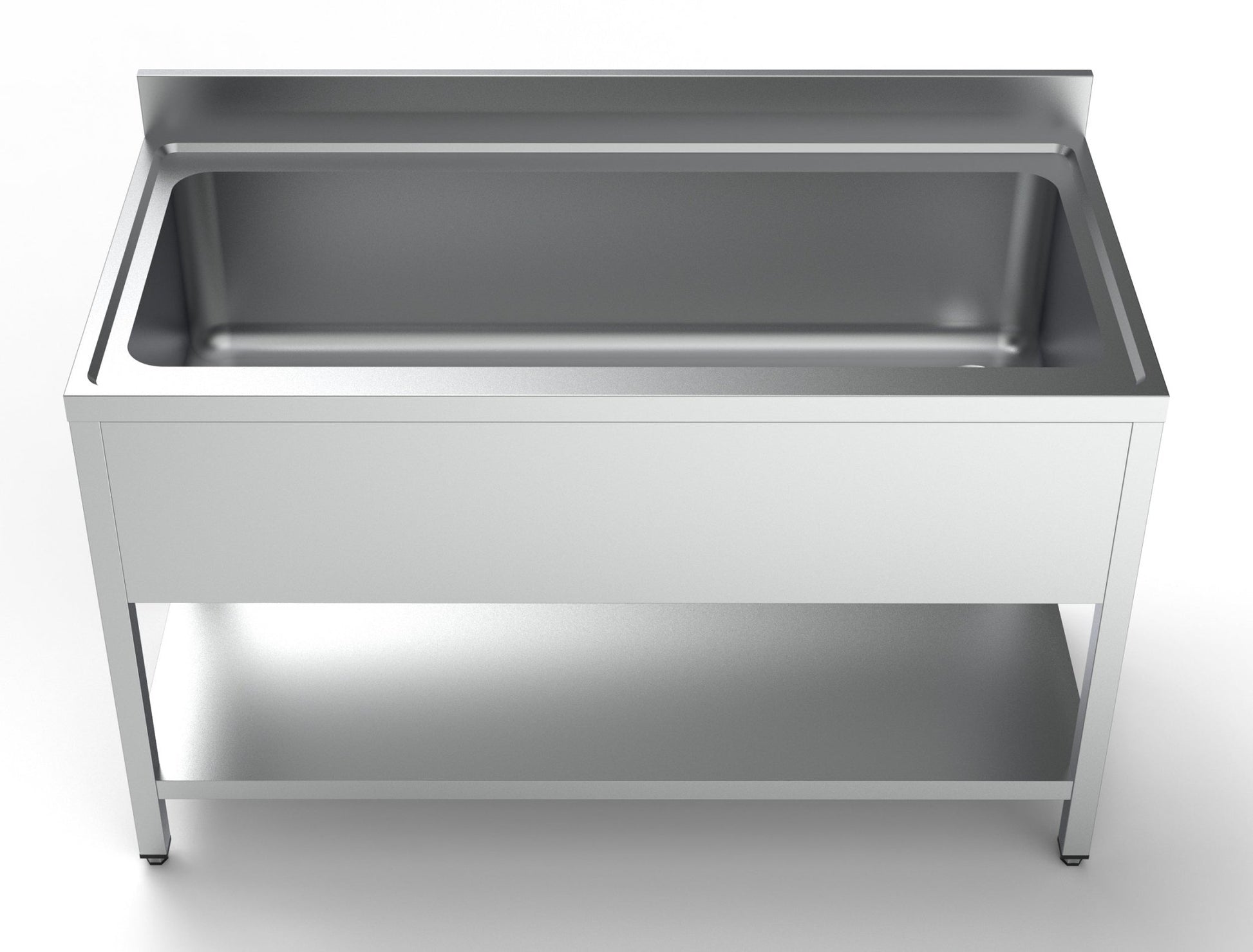 Combisteel Stainless Steel Table with Sink 70cm Depth - Full Width Sink - with Storage Shelf - RVSVoordeel