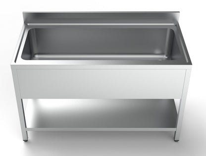 Combisteel Stainless Steel Table with Sink 70cm Depth - Full Width Sink - with Storage Shelf - RVSVoordeel