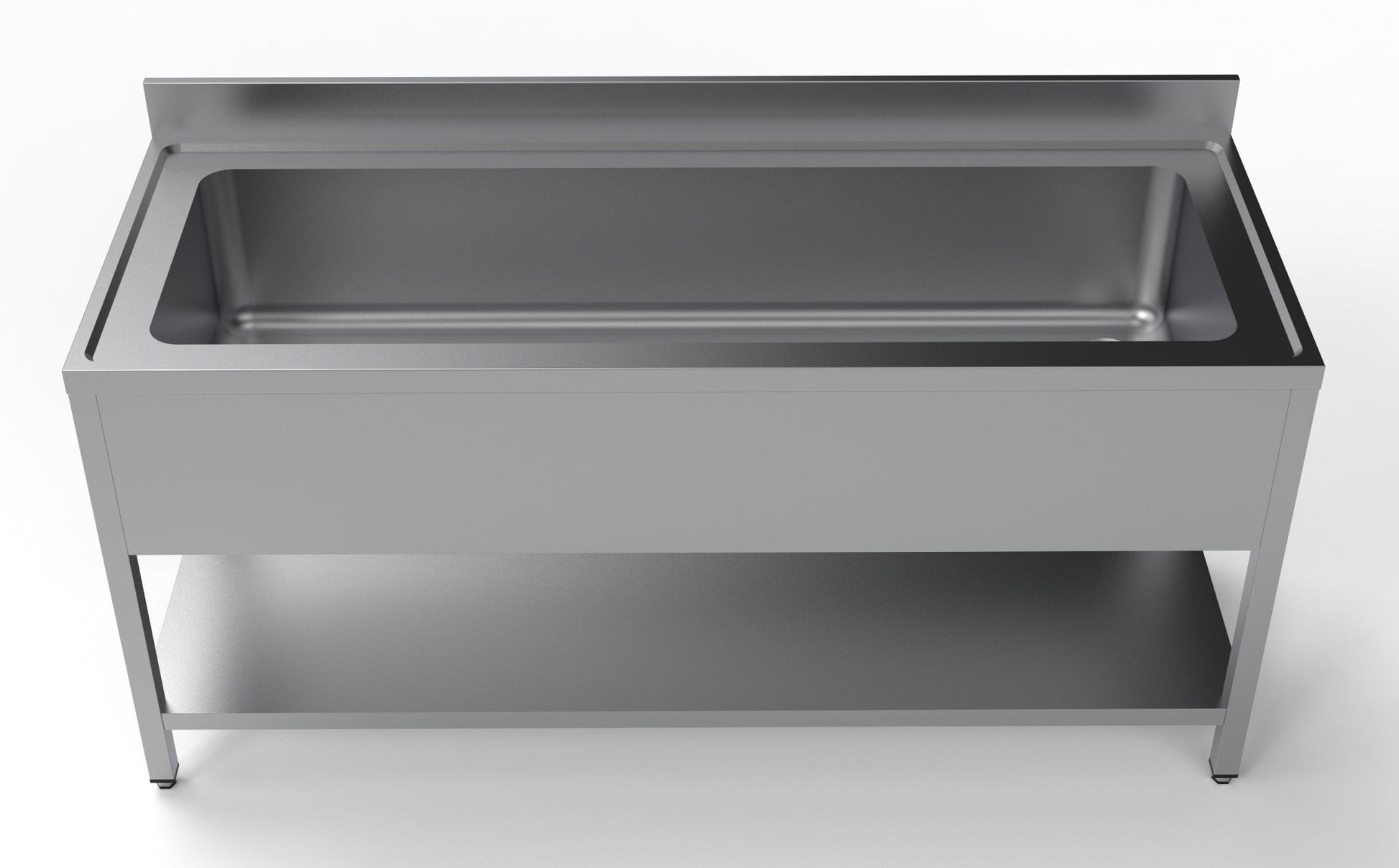 Combisteel Stainless Steel Table with Sink 70cm Depth - Full Width Sink - with Storage Shelf - RVSVoordeel