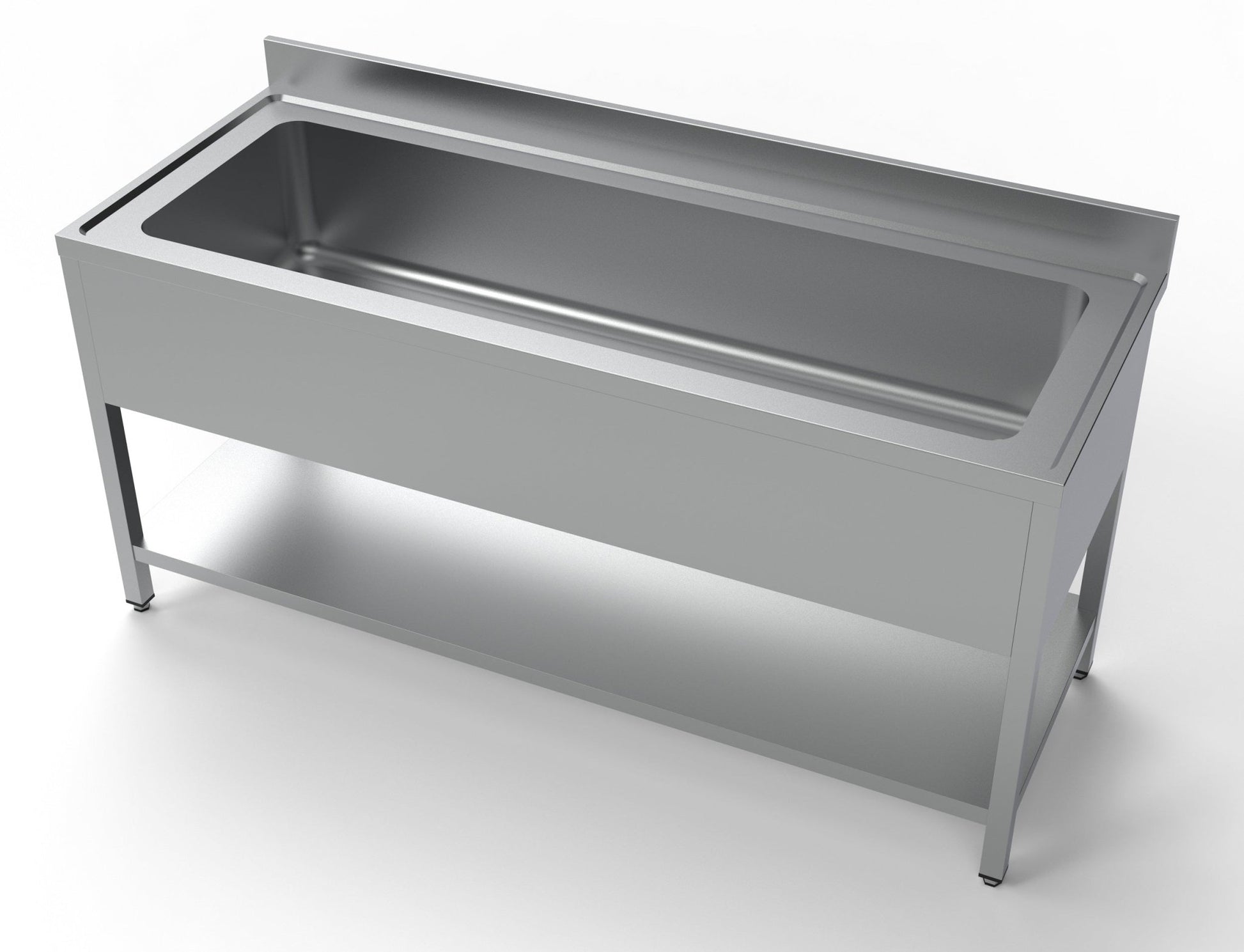 Combisteel Stainless Steel Table with Sink 70cm Depth - Full Width Sink - with Storage Shelf - RVSVoordeel