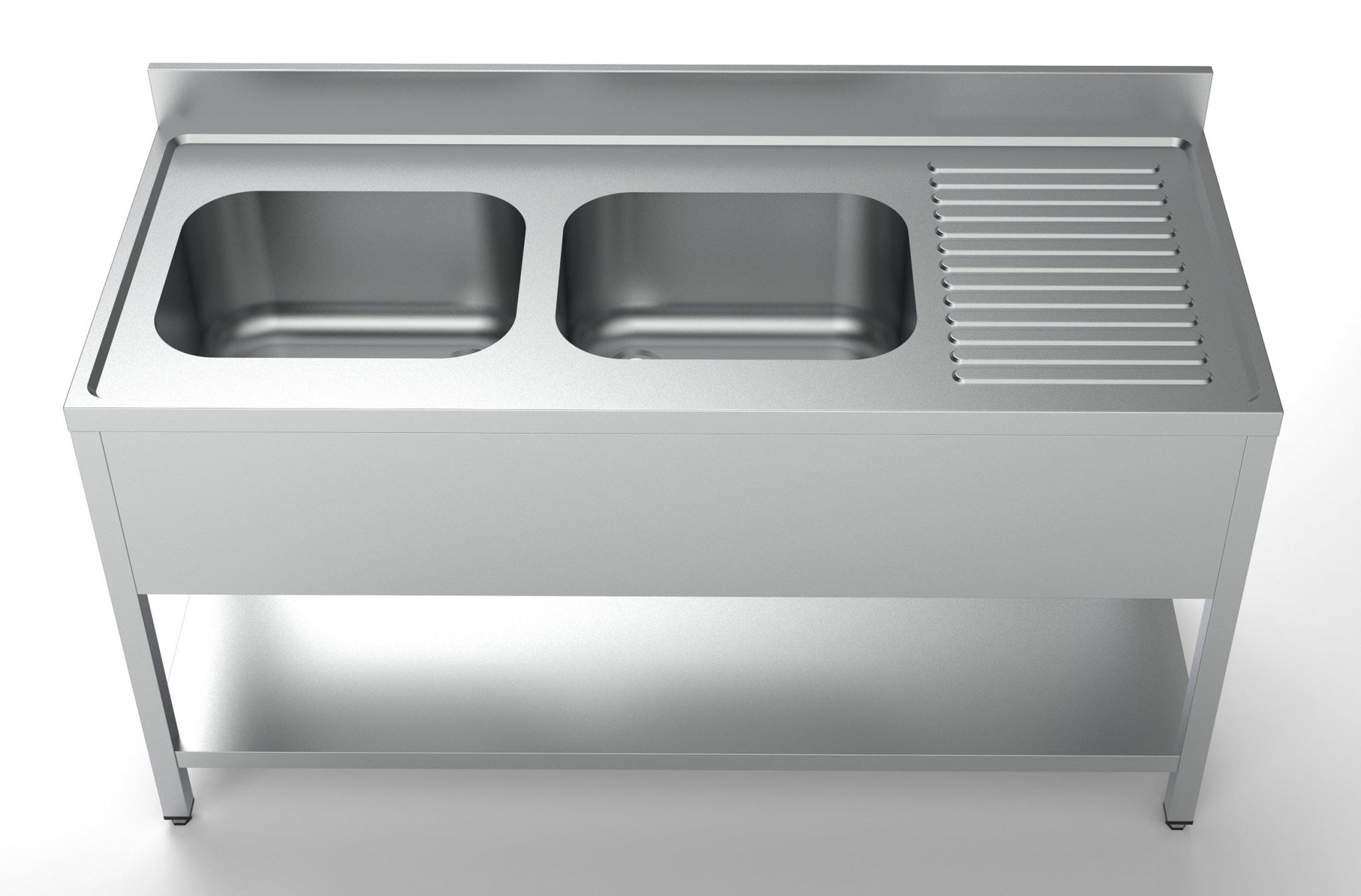 Combisteel Stainless Steel Table with Sink 70cm Depth - Sink Left - with Storage Shelf - RVSVoordeel