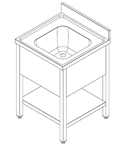 Combisteel Stainless Steel Table with Sink 70cm Depth - Sink Middle - with Storage Shelf - Collapsable - RVSVoordeel