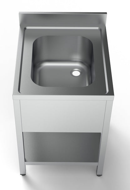 Combisteel Stainless Steel Table with Sink 70cm Depth - Sink Middle - with Storage Shelf - RVSVoordeel