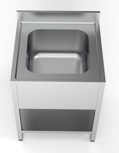 Combisteel Stainless Steel Table with Sink 70cm Depth - Sink Middle - with Storage Shelf - RVSVoordeel