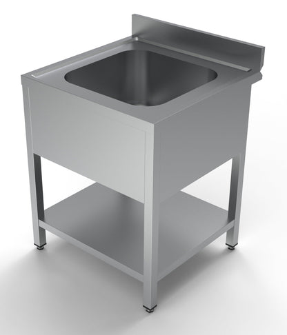 Combisteel Stainless Steel Table with Sink 70cm Depth - Sink Middle - with Storage Shelf - RVSVoordeel