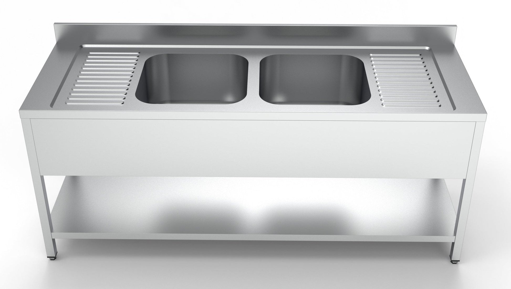 Combisteel Stainless Steel Table with Sink 70cm Depth - Sink Middle - with Storage Shelf - RVSVoordeel