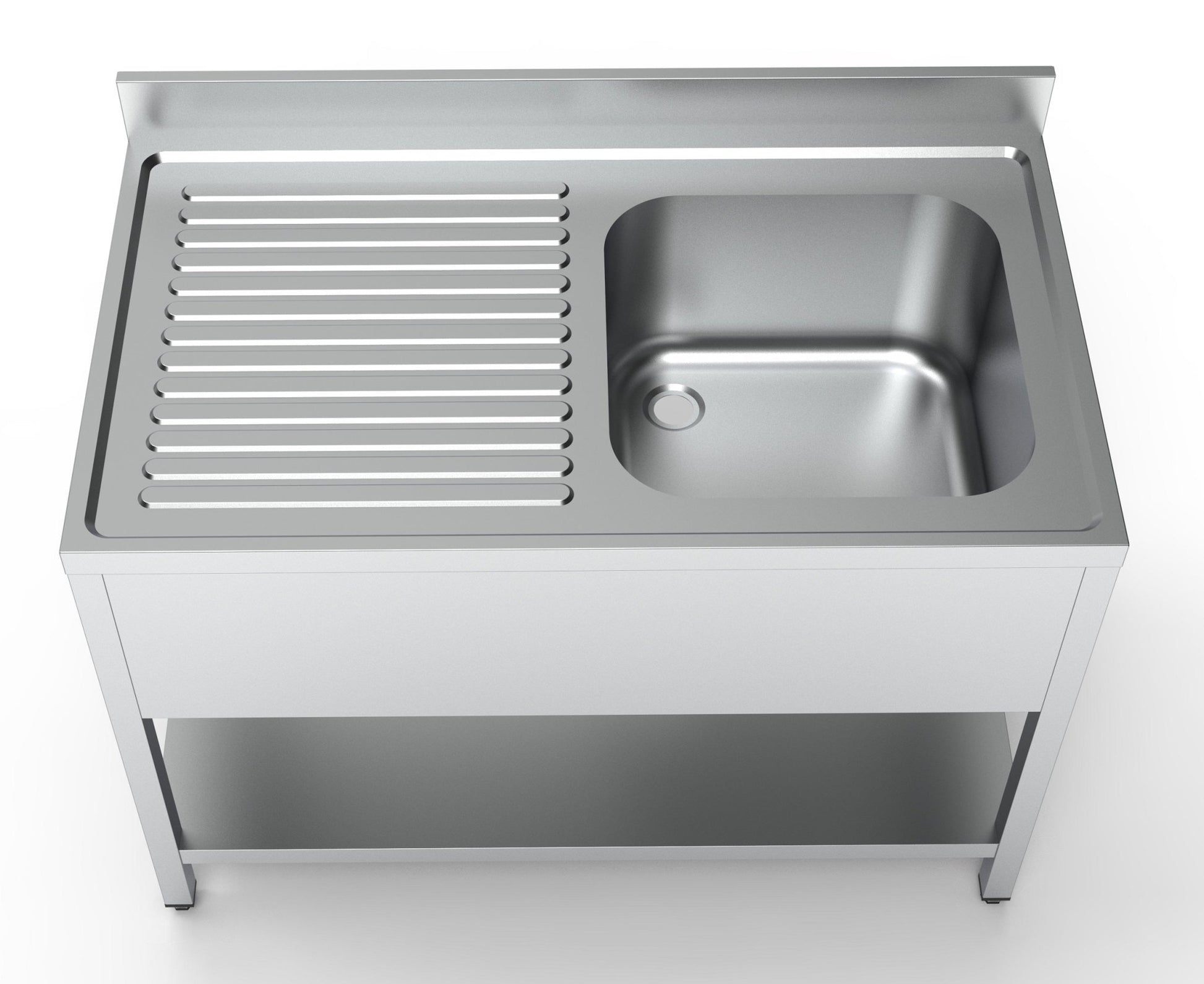 Combisteel Stainless Steel Table with Sink 70cm Depth - Sink Right - with Storage Shelf - RVSVoordeel