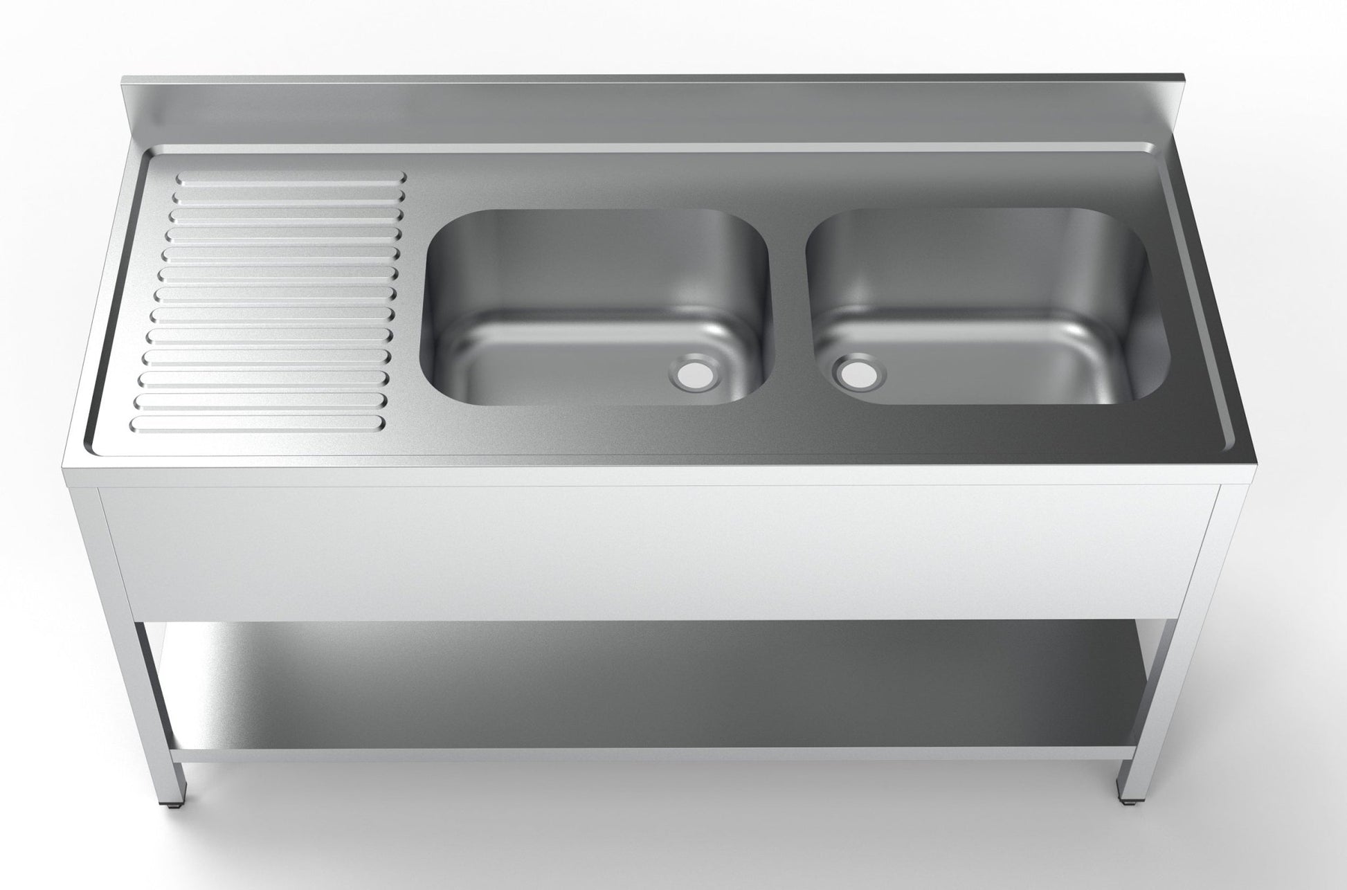 Combisteel Stainless Steel Table with Sink 70cm Depth - Sink Right - with Storage Shelf - RVSVoordeel