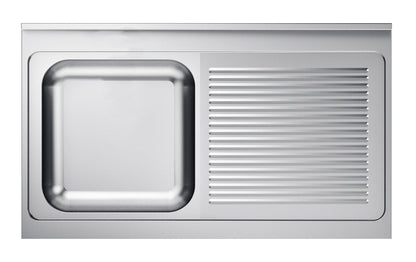 Combisteel Stainless Steel Worktop with Sink 60cm Depth - Sink Left - RVSVoordeel