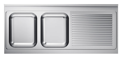 Combisteel Stainless Steel Worktop with Sink 60cm Depth - Sink Left - RVSVoordeel