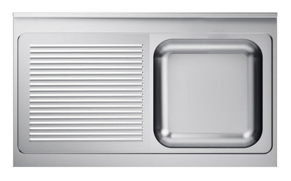Combisteel Stainless Steel Worktop with Sink 70cm Depth - Sink Right - RVSVoordeel