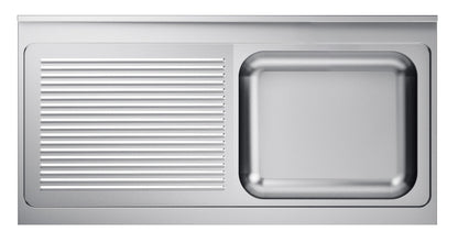 Combisteel Stainless Steel Worktop with Sink 70cm Depth - Sink Right - RVSVoordeel