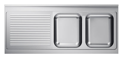 Combisteel Stainless Steel Worktop with Sink 70cm Depth - Sink Right - RVSVoordeel