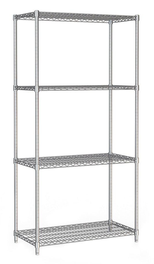 Combisteel Storage Shelf - 4 Shelves - Self Assembly - Chrome Steel - RVSVoordeel