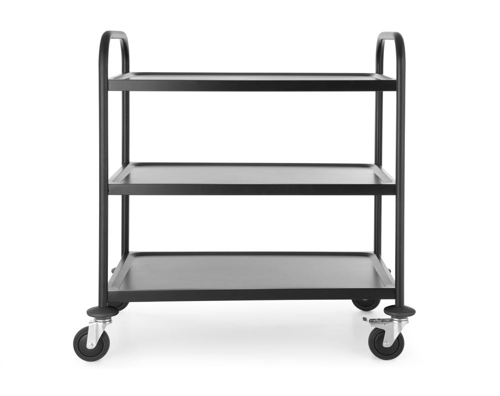 Hendi Stainless Steel Serving Trolley - 3 Shelves - Black - RVSVoordeel