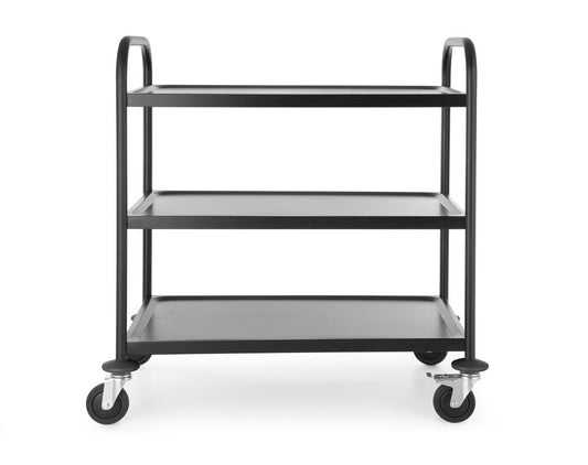 Hendi Stainless Steel Serving Trolley - 3 Shelves - Black - RVSVoordeel