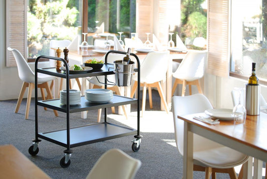 Hendi Stainless Steel Serving Trolley - 3 Shelves - Black - RVSVoordeel