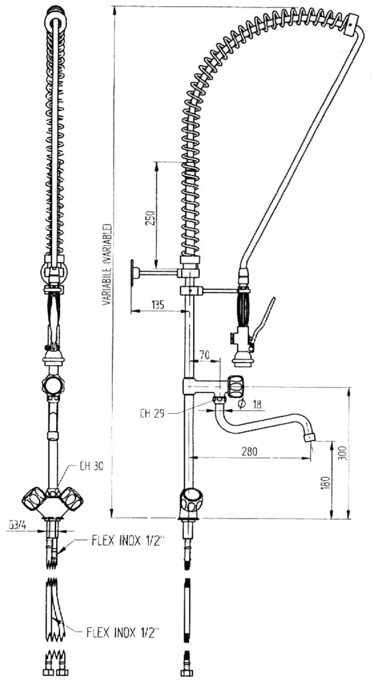 Hendi Tap with Pull out Rinser - RVSVoordeel