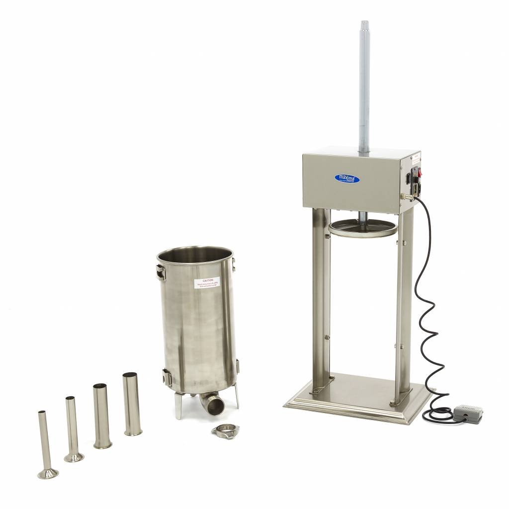 Maxima Automatic Sausage Filler 15L - Standing Model - incl 4 Filling Tubes - RVSVoordeel