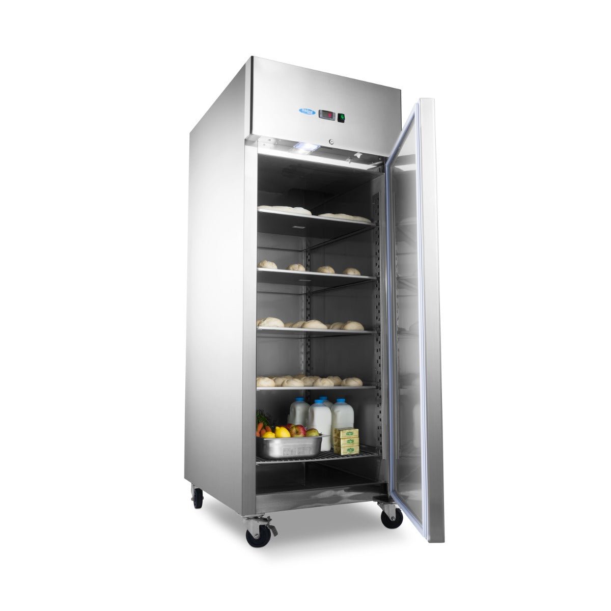 Maxima Bakery Fridge 800L on Wheels - Adjustable Shelves - Fits 60 x 40cm - RVSVoordeel