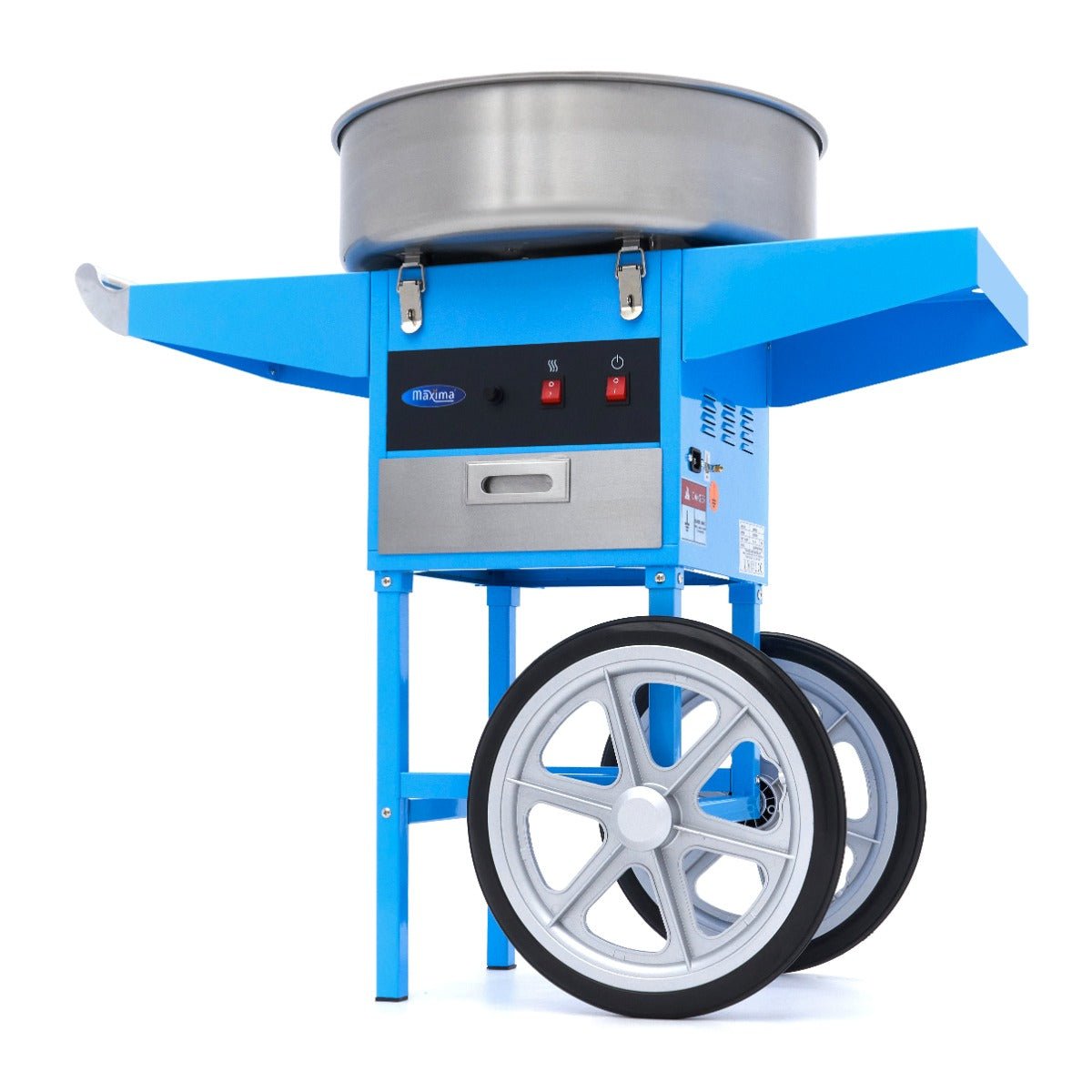 Maxima Candy Floss Machine – Ø 52cm – Blue – with Cart - RVSVoordeel