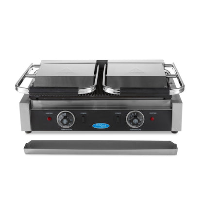 Maxima Contact Grill 2x 22cm Grooved - Double Grill Plate - RVSVoordeel
