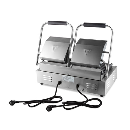 Maxima Contact Grill 2x 22cm Grooved - Double Grill Plate - RVSVoordeel