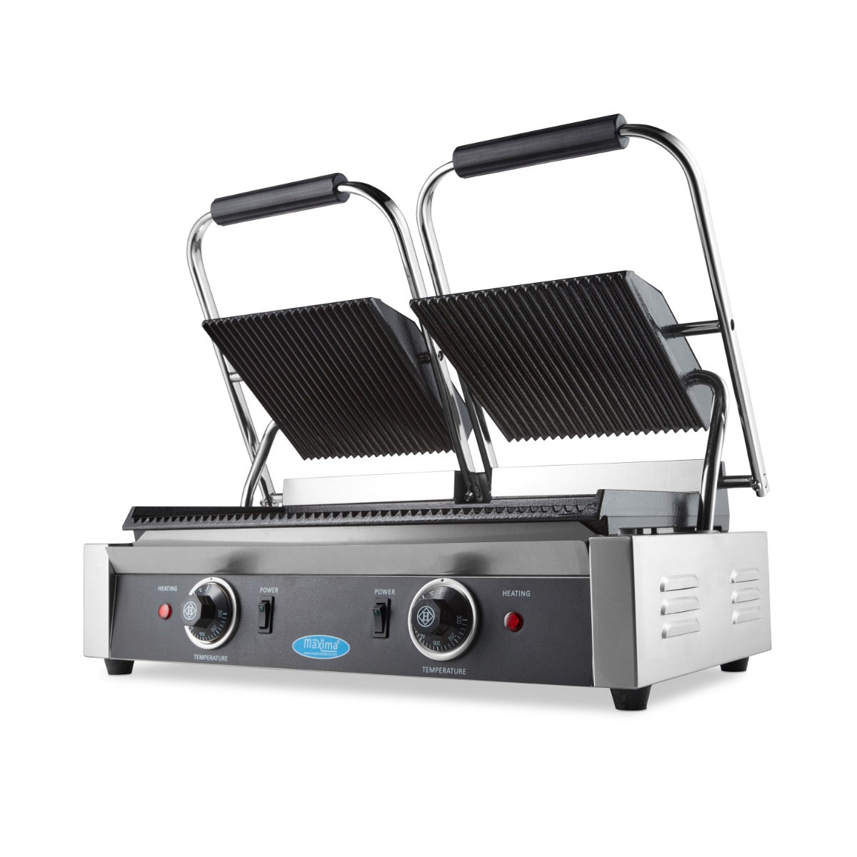 Maxima Contact Grill 2x 22cm Grooved - Double Grill Plate - RVSVoordeel
