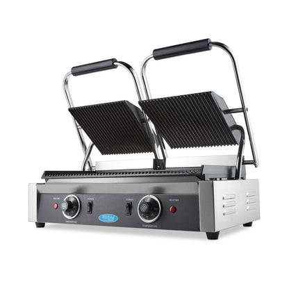 Maxima Contact Grill 2x 22cm Grooved - Double Grill Plate - RVSVoordeel