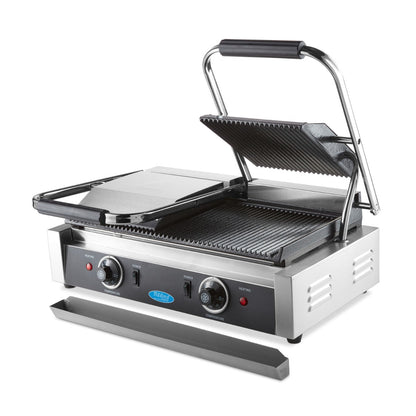 Maxima Contact Grill 2x 22cm Grooved - Double Grill Plate - RVSVoordeel