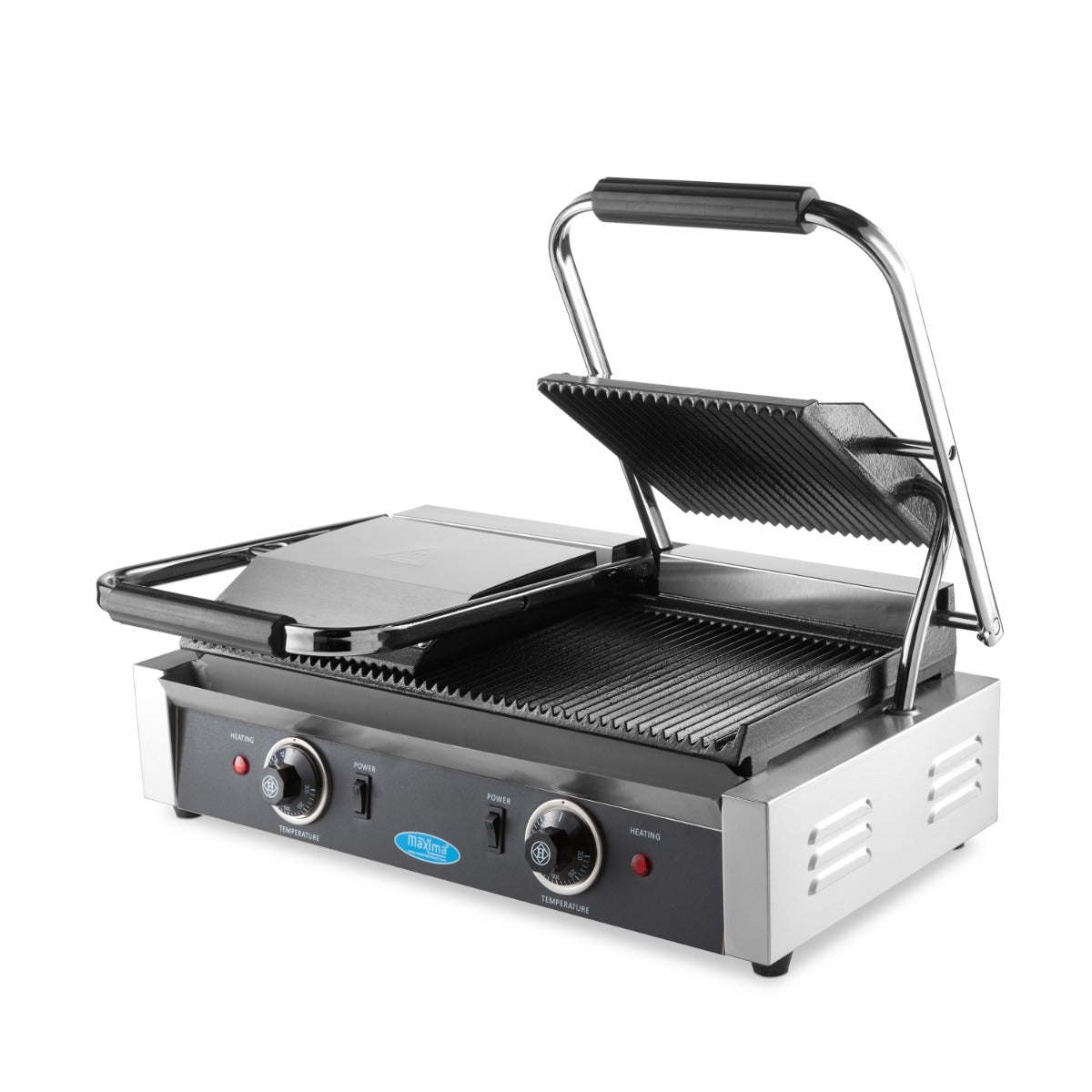 Maxima Contact Grill 2x 22cm Grooved - Double Grill Plate - RVSVoordeel