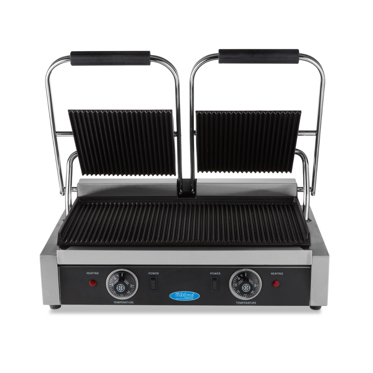 Maxima Contact Grill 2x 22cm Grooved - Double Grill Plate - RVSVoordeel