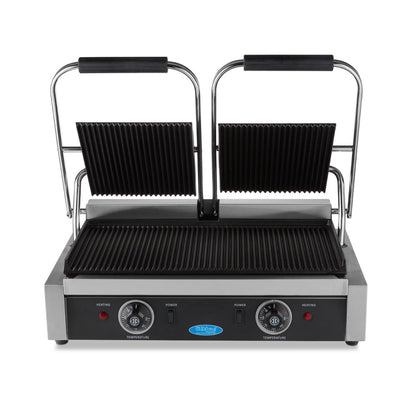 Maxima Contact Grill 2x 22cm Grooved - Double Grill Plate - RVSVoordeel