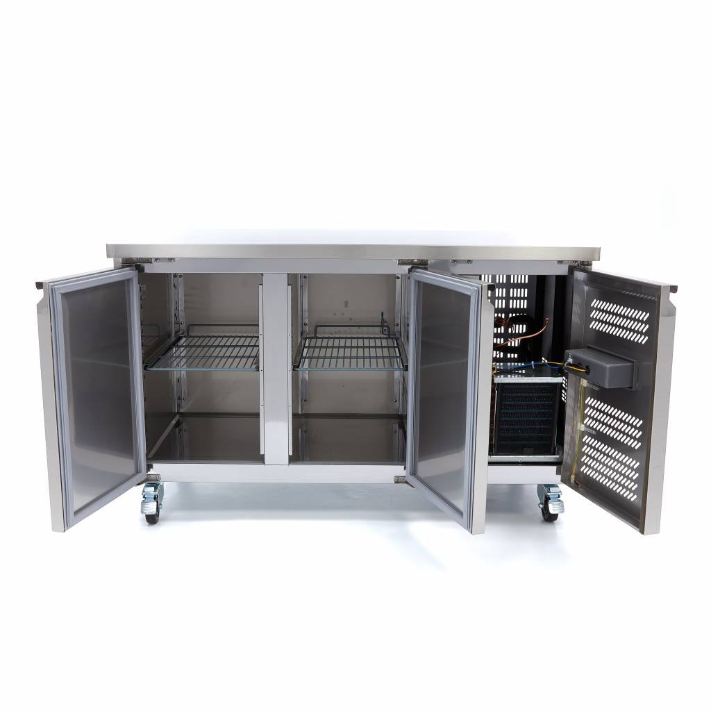 Maxima Counter Freezer 136cm Width on Wheels - 2 Doors - 2 Adjustable Shelves (GN) - RVSVoordeel