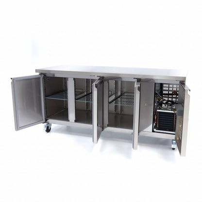 Maxima Counter Freezer 180cm Width on Wheels - 3 Doors - 3 Adjustable Shelves (GN) - RVSVoordeel