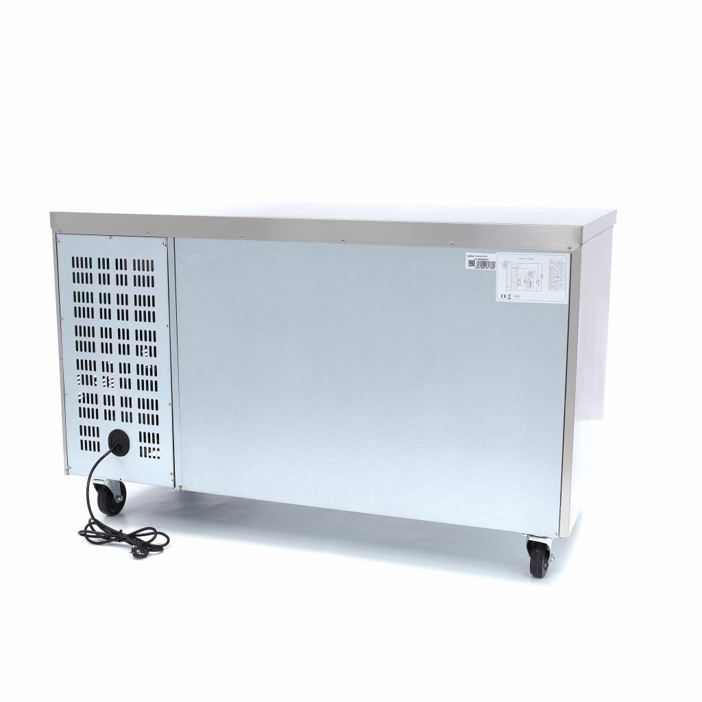 Maxima Counter Fridge 136cm Width on Wheels - 2 Doors - 2 Adjustable Shelves (GN) - RVSVoordeel